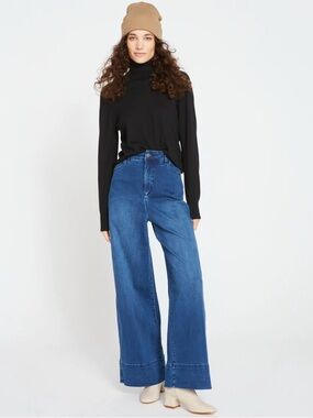 Universal Standard Carrie High Rise Wide Leg Jeans Size 8 Medium Wash Stretch